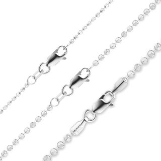 Finished Diamond Cut Round Bead Anklet in 14K White Gold (1.20 mm - 1.90 mm)