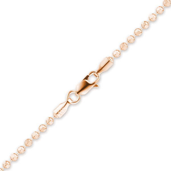 Finished Diamond Cut Round Bead Anklet in 14K Pink Gold (1.20 mm - 1.50 mm)