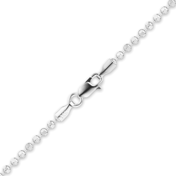 Finished Diamond Cut Round Bead Anklet in 14K White Gold (1.20 mm - 1.90 mm)