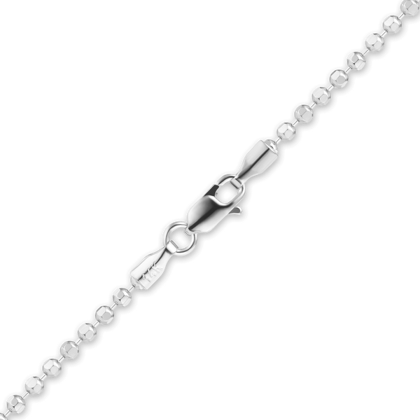 Finished Diamond Cut Round Bead Bracelet in 14K White Gold (1.20 mm - 1.90 mm)
