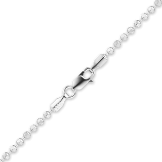Finished Diamond Cut Round Bead Necklace in 14K White Gold (1.20 mm - 1.90 mm)