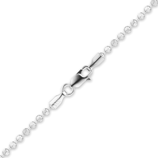 Finished Diamond Cut Round Bead Anklet in 14K White Gold (1.20 mm - 1.90 mm)