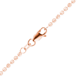 Finished Diamond Cut Round Bead Necklace in 14K Pink Gold (1.20 mm - 1.50 mm)