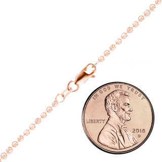 Finished Diamond Cut Round Bead Necklace in 14K Pink Gold (1.50 mm)