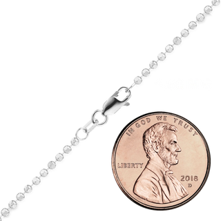 Finished Diamond Cut Round Bead Bracelet in 14K White Gold (1.50 mm)