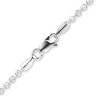 Finished Diamond Cut Round Bead Anklet in 14K White Gold (1.20 mm - 1.90 mm)