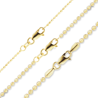 Finished Diamond Cut Round Bead Anklet in 14K Yellow Gold (1.20 mm - 1.90 mm)