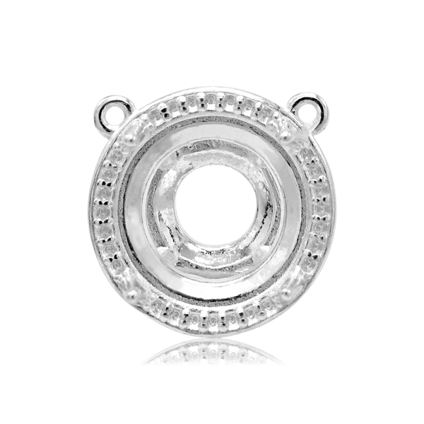 Round Four Prong Halo Pendant in Sterling Silver (6.00 mm - 10.00 mm)