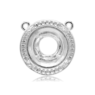 Round Four Prong Halo Pendant in Sterling Silver (6.00 mm - 10.00 mm)