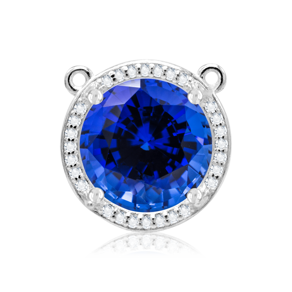 Round Four Prong Halo Pendant in Sterling Silver (6.00 mm - 10.00 mm)