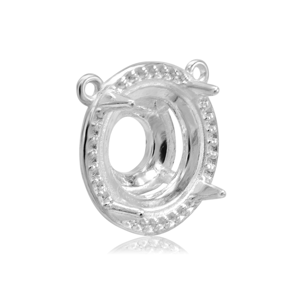 Round Four Prong Halo Pendant in Sterling Silver (6.00 mm - 10.00 mm)