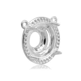 Round Four Prong Halo Pendant in Sterling Silver (6.00 mm - 10.00 mm)