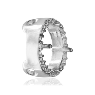 Round Four Prong Halo Slider in Sterling Silver (3.40 mm - 6.50 mm)