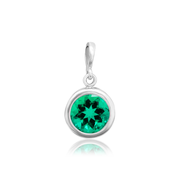 Round Back-Set Bezel Pendant in Sterling Silver (5.00 mm - 8.00 mm)