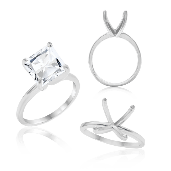 Princess Shape 4 Prong Light High TIF Style Solitaire