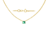 Diamond or Gemstone Square Bezel Charm in 14K Yellow Diamond Cut Cable Necklace (16-18" Extension)