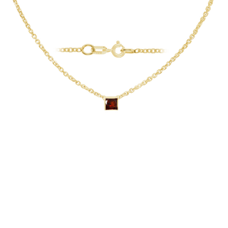 Diamond or Gemstone Square Bezel Charm in 14K Yellow Round Cable Necklace (16-18" Extension)