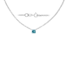 Diamond or Gemstone Square Bezel Charm in 14K White Round Cable Necklace (16-18" Extension)