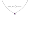 Diamond or Gemstone Square Bezel Charm in 14K White Diamond Cut Cable Necklace (16-18" Extension)