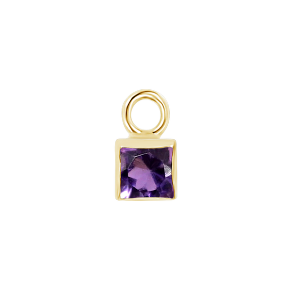 Diamond or Gemstone Square Bezel Drop Charm in 14K Yellow Gold