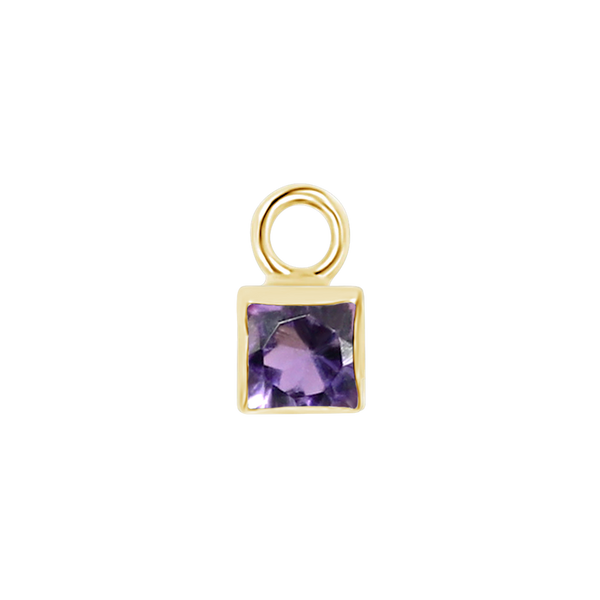 Diamond or Gemstone Square Bezel Drop Charm in 14K Yellow Gold