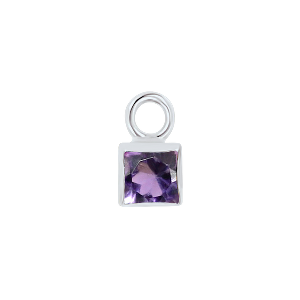 Diamond or Gemstone Square Bezel Drop Charm in 14K White Gold