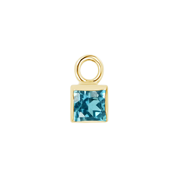 Diamond or Gemstone Square Bezel Drop Charm in 14K Yellow Gold