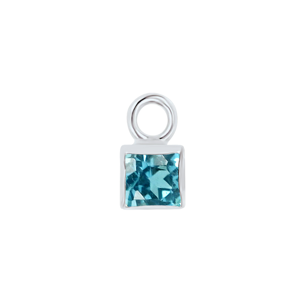 Diamond or Gemstone Square Bezel Drop Charm in 14K White Gold