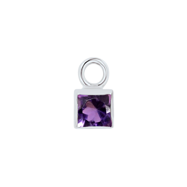 Diamond or Gemstone Square Bezel Drop Charm in 14K White Gold