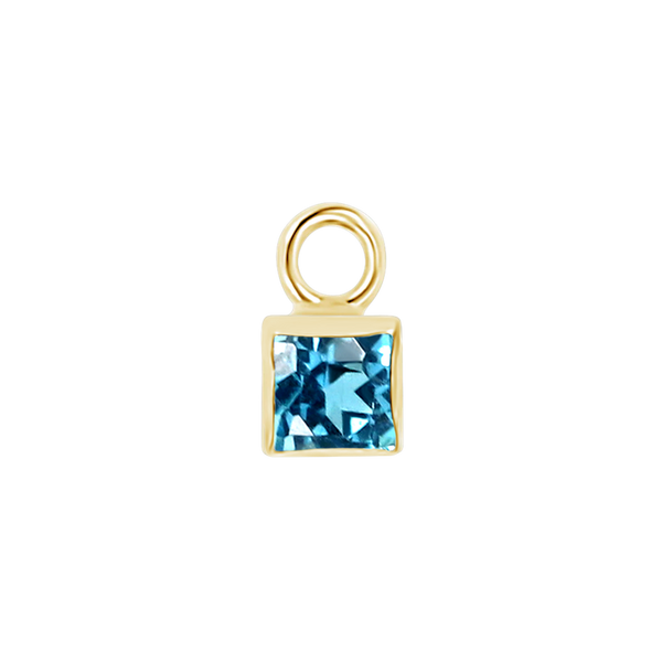 Diamond or Gemstone Square Bezel Drop Charm in 14K Yellow Gold