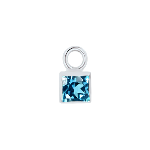 Diamond or Gemstone Square Bezel Drop Charm in 14K White Gold