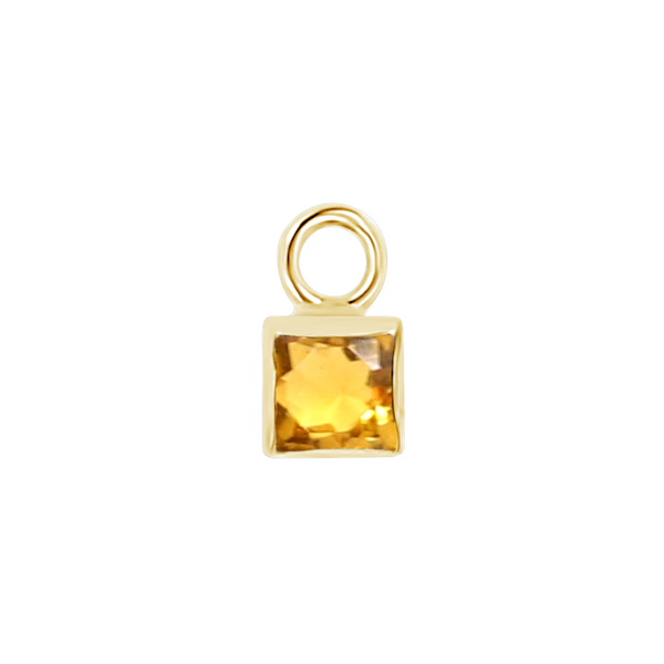 Diamond or Gemstone Square Bezel Drop Charm in 14K Yellow Gold