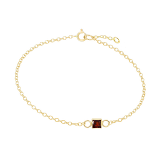 Diamond or Gemstone Square Bezel Charm in 14K Yellow Round Cable Bracelet