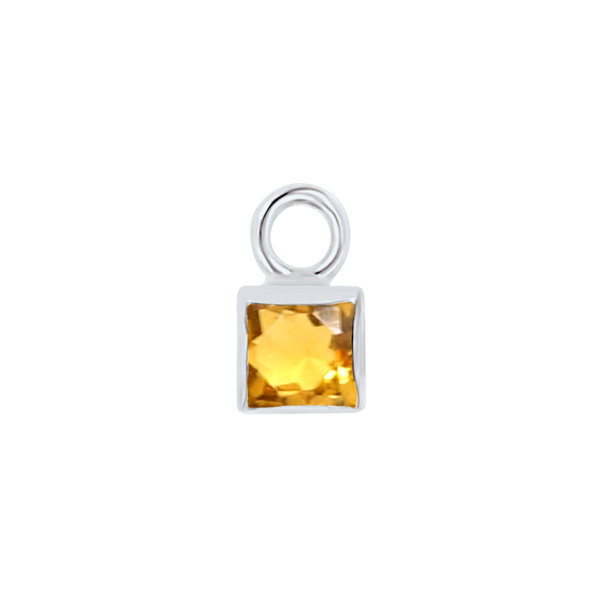 Diamond or Gemstone Square Bezel Drop Charm in 14K White Gold