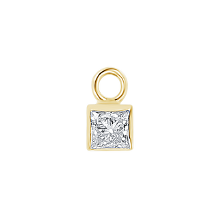 Diamond or Gemstone Square Bezel Drop Charm in 14K Yellow Gold