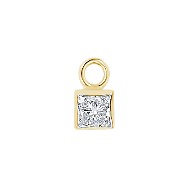 Diamond or Gemstone Square Bezel Drop Charm in 14K Yellow Gold