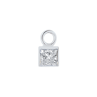 Diamond or Gemstone Square Bezel Drop Charm in 14K White Gold