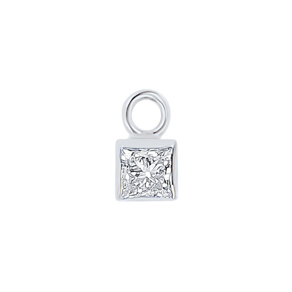 Diamond or Gemstone Square Bezel Drop Charm in 14K White Gold