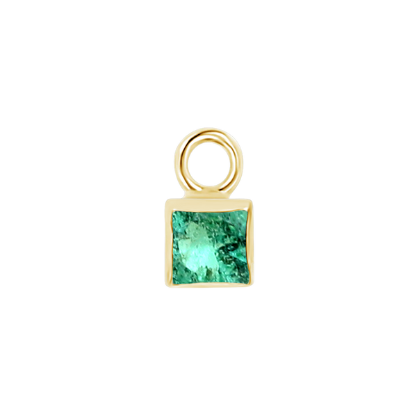 Diamond or Gemstone Square Bezel Drop Charm in 14K Yellow Gold