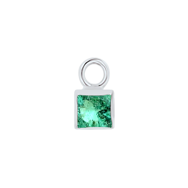 Diamond or Gemstone Square Bezel Drop Charm in 14K White Gold