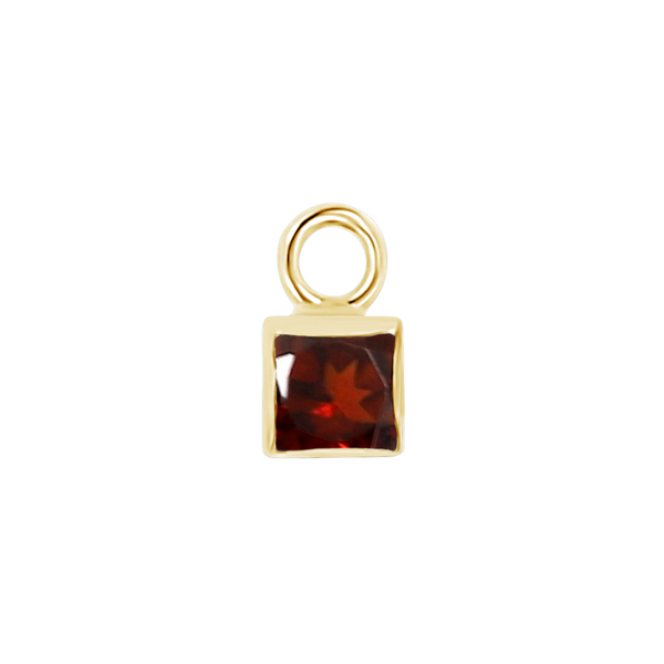 Diamond or Gemstone Square Bezel Drop Charm in 14K Yellow Gold