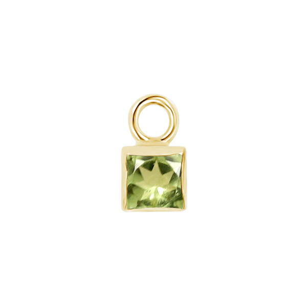 Diamond or Gemstone Square Bezel Drop Charm in 14K Yellow Gold