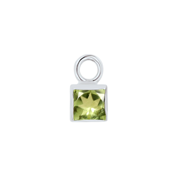 Diamond or Gemstone Square Bezel Drop Charm in 14K White Gold