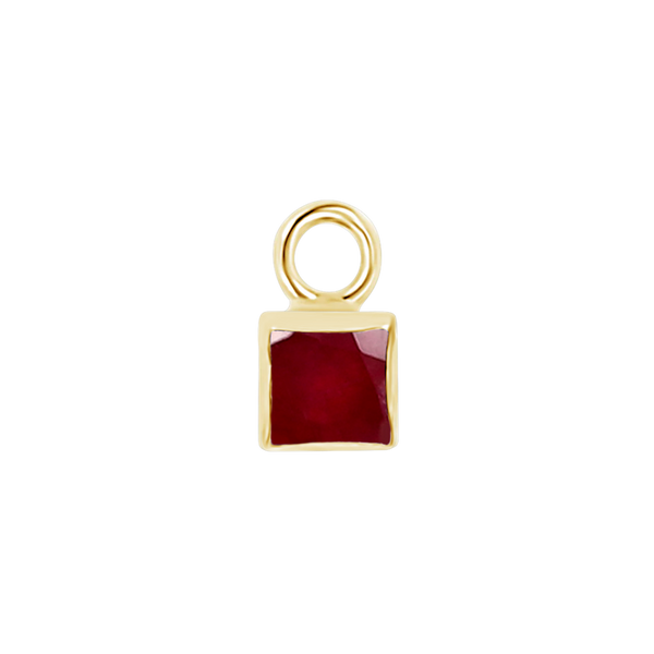 Diamond or Gemstone Square Bezel Drop Charm in 14K Yellow Gold