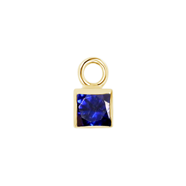 Diamond or Gemstone Square Bezel Drop Charm in 14K Yellow Gold