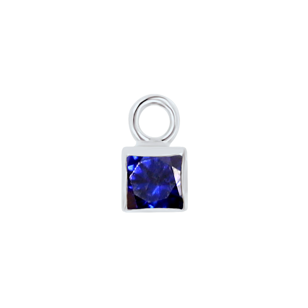 Diamond or Gemstone Square Bezel Drop Charm in 14K White Gold