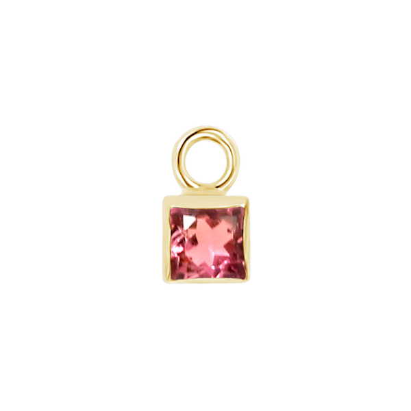 Diamond or Gemstone Square Bezel Drop Charm in 14K Yellow Gold