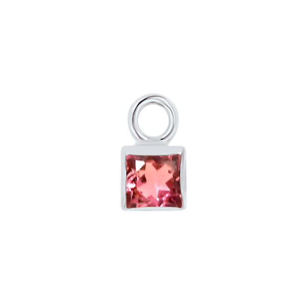 Diamond or Gemstone Square Bezel Drop Charm in 14K White Gold