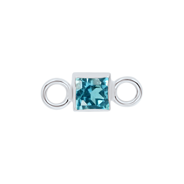 Diamond or Gemstone Square Bezel Bracelet/Necklace Charm in 14K White Gold