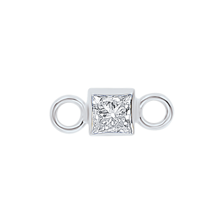 Diamond or Gemstone Square Bezel Bracelet/Necklace Charm in 14K White Gold